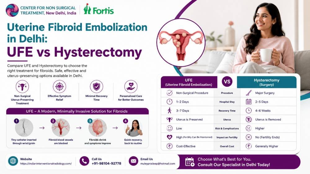 Uterine Fibroid Embolization in Delhi: UFE vs Hysterectomy