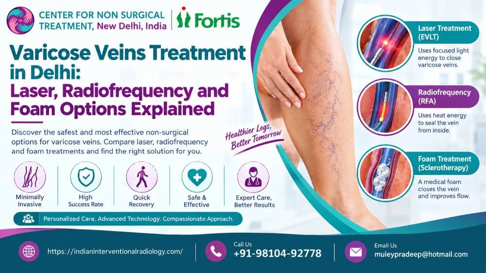 Varicose Veins Treatment in Delhi: Laser, Radiofrequency and Foam Options Explained