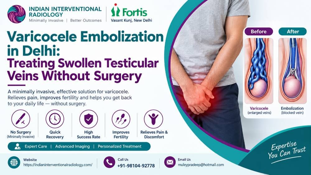 Varicocele Embolization in Delhi: Treating Swollen Testicular Veins Without Surgery